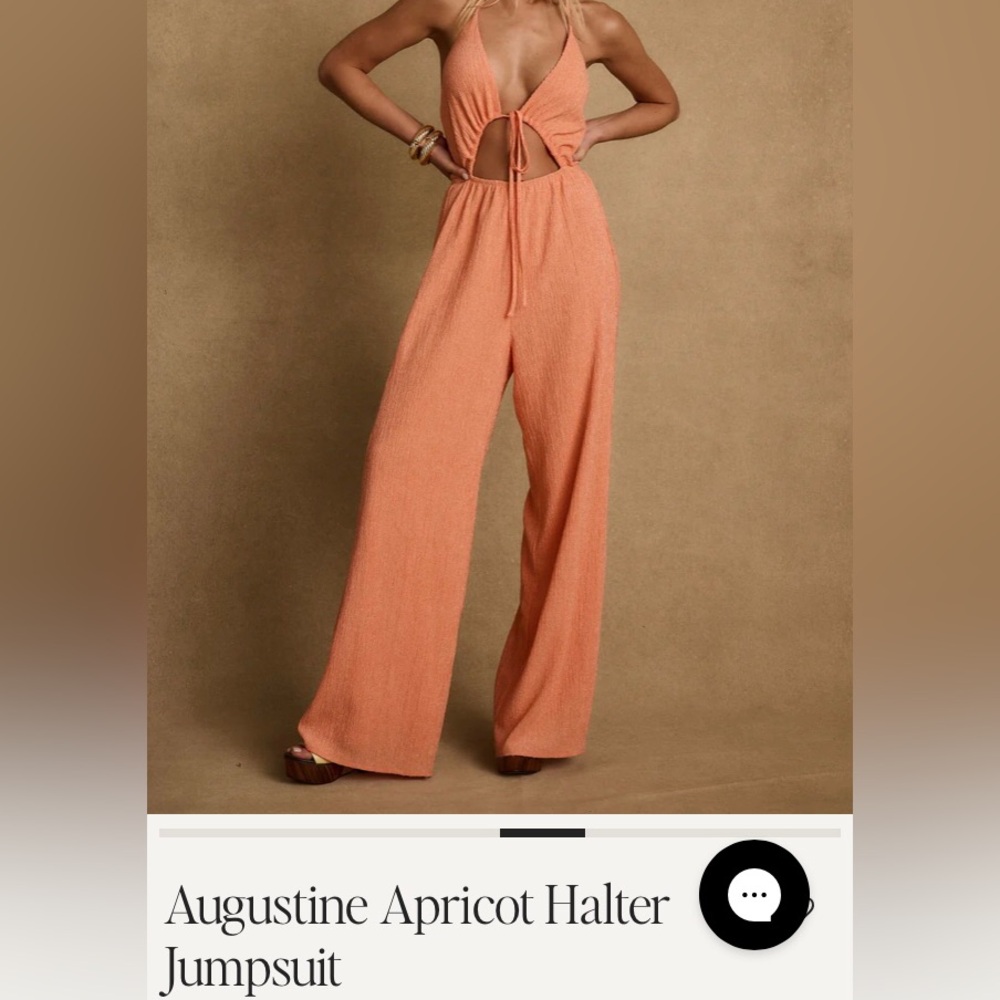 New 12th Tribe XL Augustine Apricot Plunge Cutout Halter Wide Leg Jumpsuit